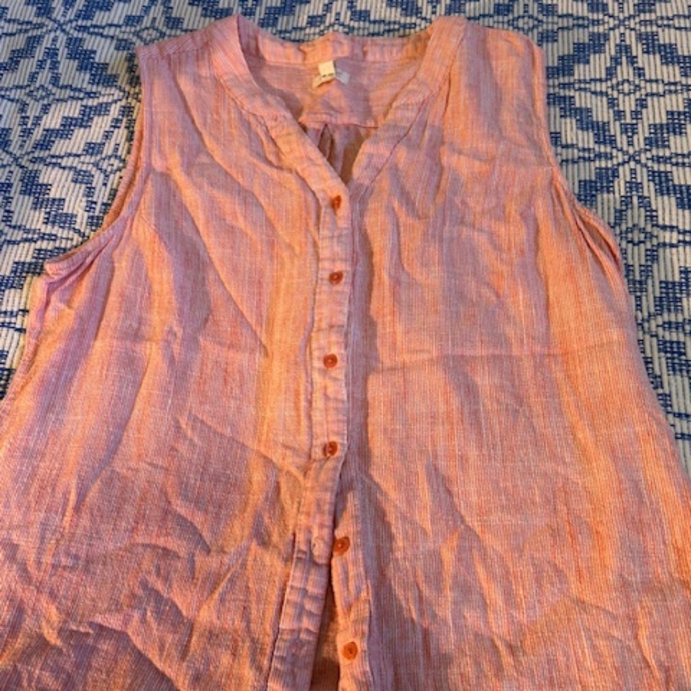 Weatherproof Vintage Pink Stripe Tunic sleeveless top  (XL)